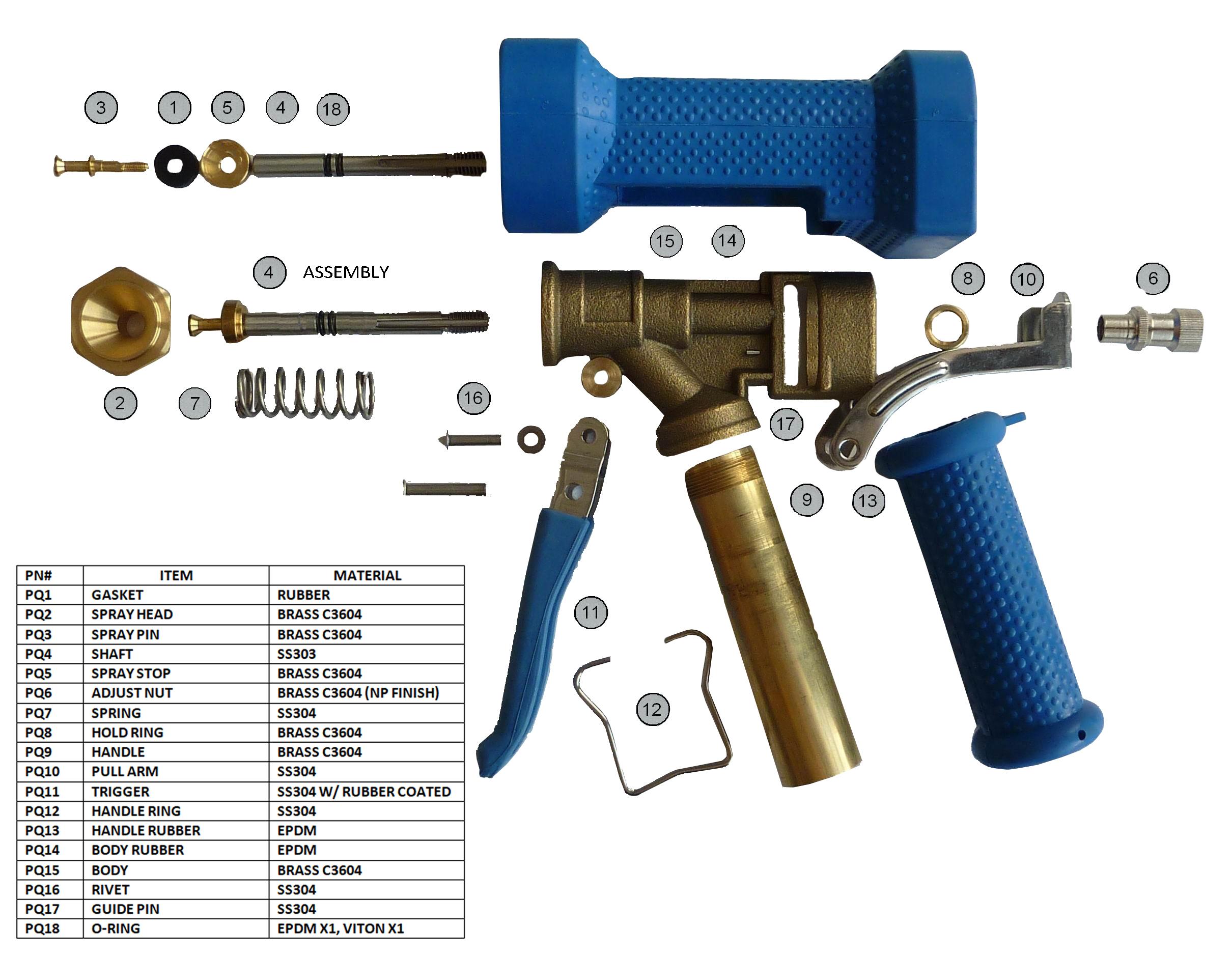Service/Repair Kit for HD Water Guns Mitchell Engineering Food Equipment
